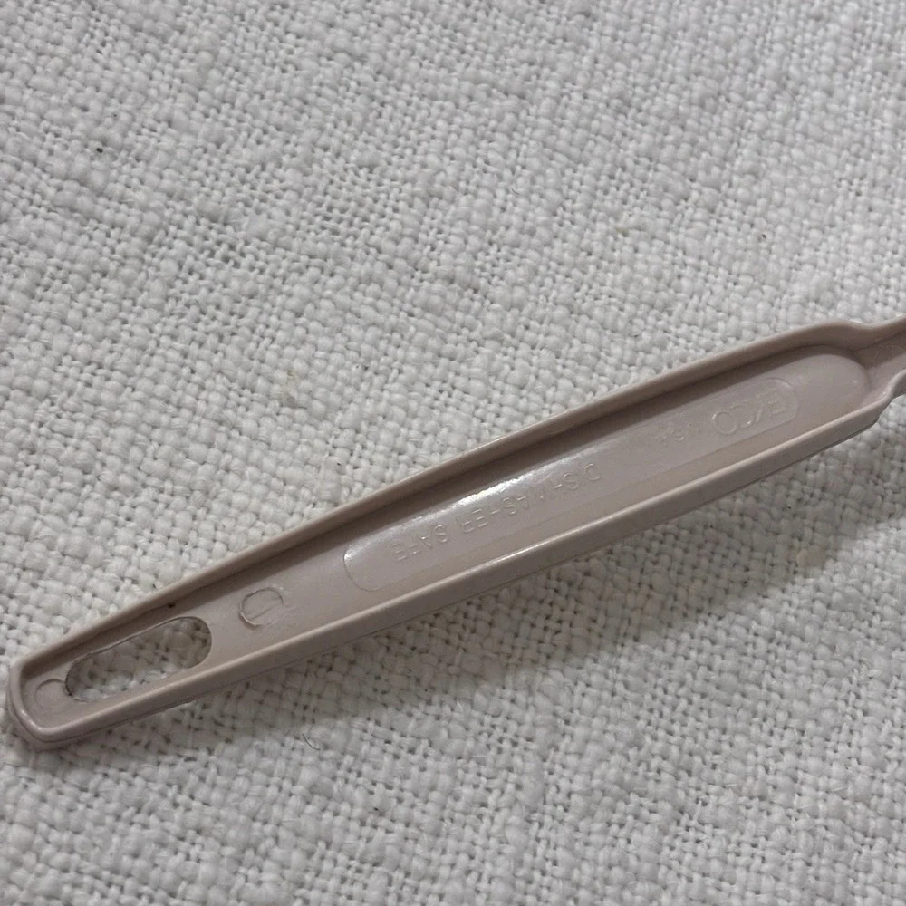 Ekco Slotted Pasta Spoon Vintage Dishwasher Safe USA Almond Serving Utensil Food